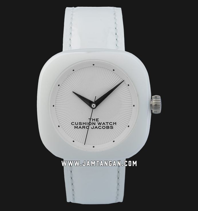 Marc Jacobs The Cushion Watch MJ0120184709 Ladies White Dial White Leather Strap 