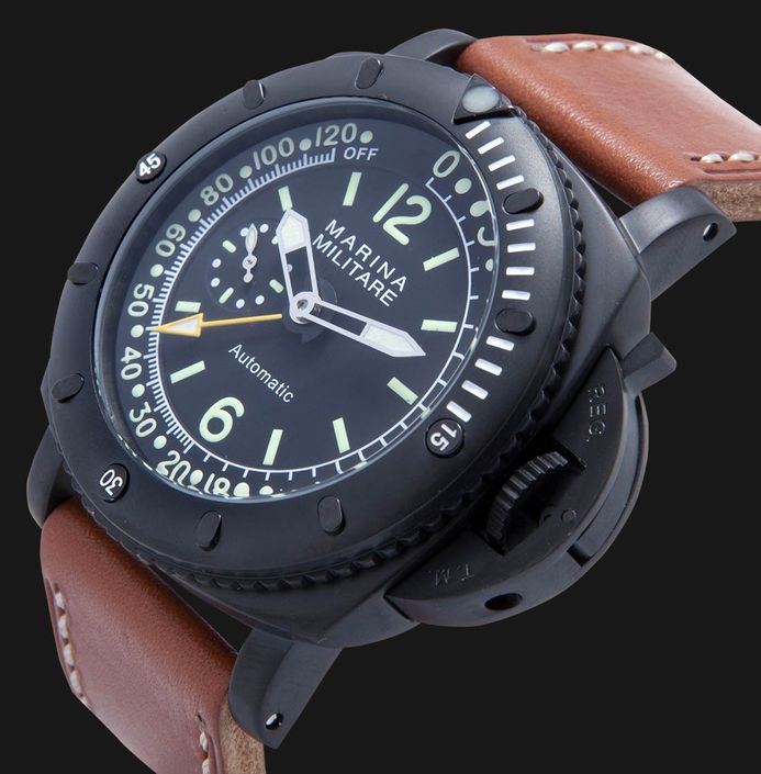 Marina Militare Luminous GMT Black Jam Tangan Pria Hitam 