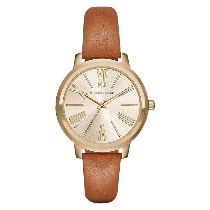 Michael Kors MK2521 Hartman Ladies Champagne Dial Brown Leather Strap