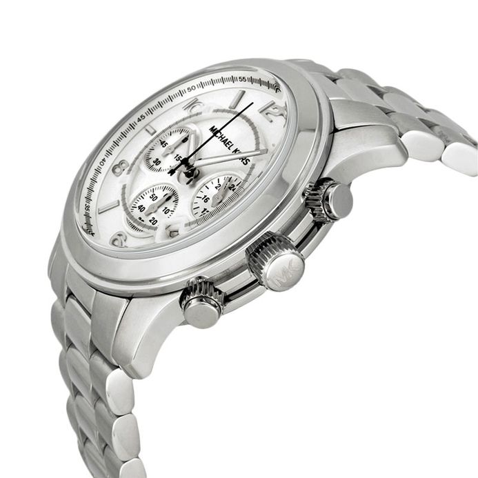 Michael Kors MK8086 Runway Oversized Chronograph Silver Dial Bracelet Watch