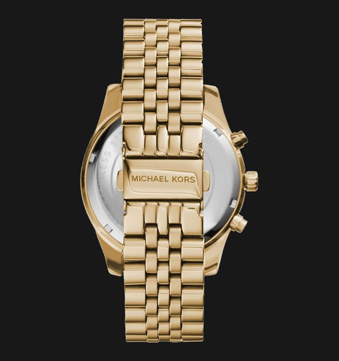 Michael Kors Lexington MK8281 Chronograph Men Champagne Dial Gold Stainless Steel Strap
