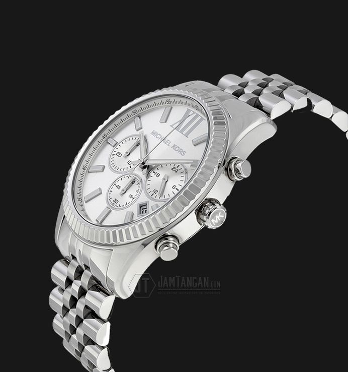 Michael Kors Lexington MK8405 Chronograph Silver Dial Stainless Steel Strap