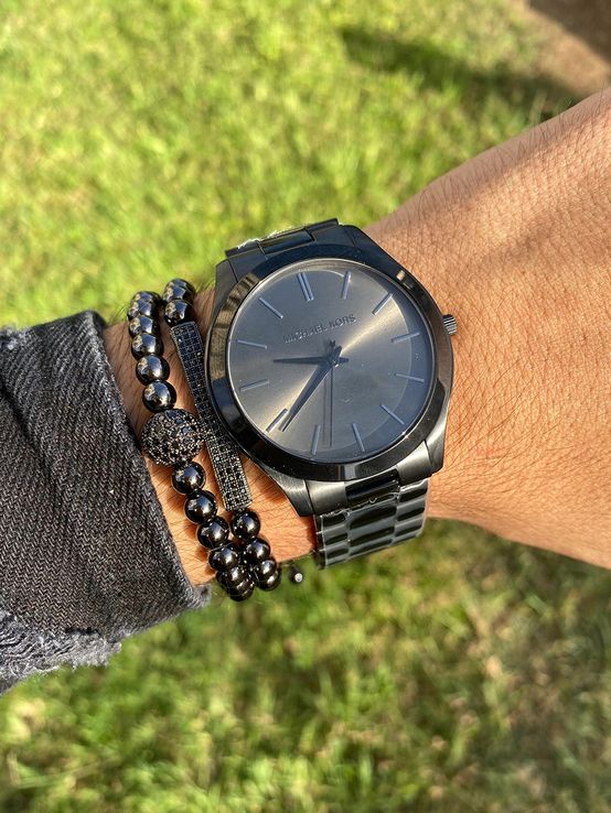 Michael Kors Slim Runway MK8507 Men Black Dial Black Stainless Steel Strap