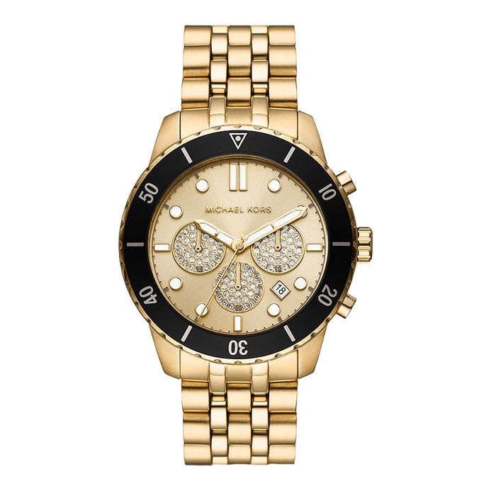 Michael Kors Outlet Cunningham MK8963 Chronograph Men Gold Dial Gold  Stainless Steel Strap