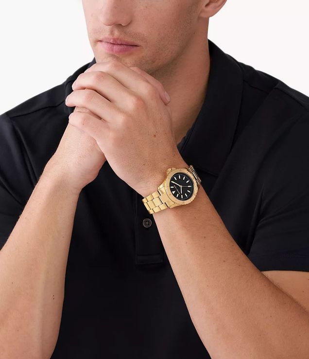 Michael Kors Everest MK9078 Men Black Dial Gold Stainless Steel Strap