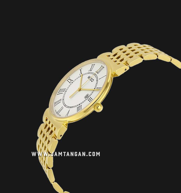 Mido Dorada M009.610.33.013.00 White Dial Gold Stainless Steel Strap