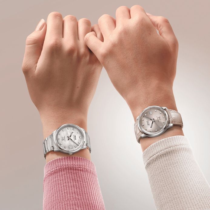 Mido Commander M021.207.11.106.00 Lady Silver Diamonds MOP Dial Stainless Steel Strap
