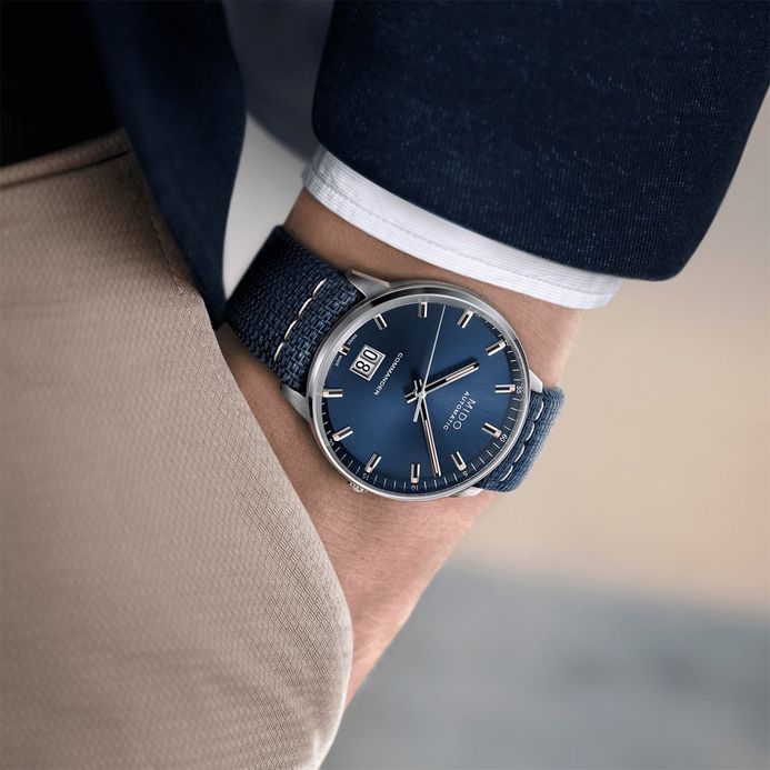Mido Commander M021.626.17.041.00 Big Date Blue Dial Blue Fabric Strap