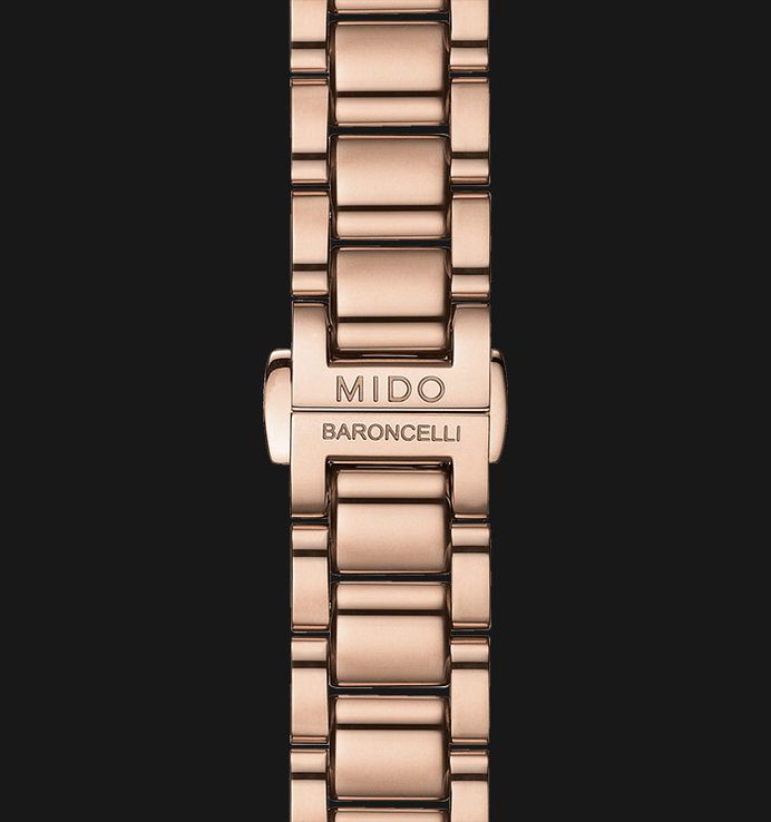 MIDO Baroncelli M022.210.33.296.00 Donna Brown Dial Rose Gold Stainless Steel Strap