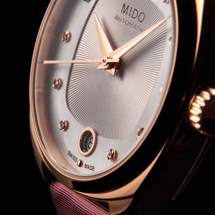 MIDO Belluna II M024.307.37.116.00 Royal Lady Special Edition White MOP Dial Burgundy Fabric Strap
