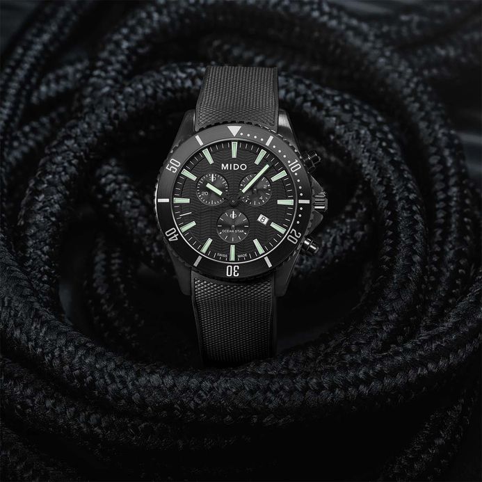 MIDO Ocean Star M026.417.37.051.00 Chronograph Black Dial Black Rubber Strap