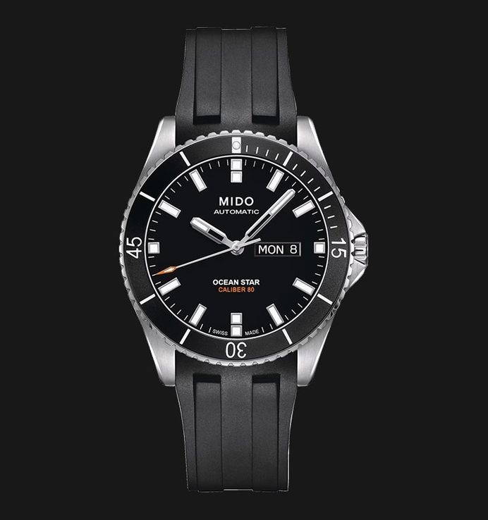 MIDO Ocean Star M026.430.17.051.00 Caliber 80 Automatic Black Dial Black Rubber Strap