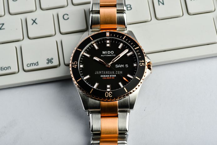 MIDO Ocean Star M026.430.22.051.00 Caliber 80 Automatic Black Dial Dual Tone Stainless Steel Strap