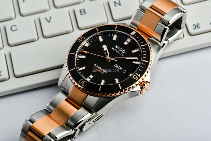 MIDO Ocean Star M026.430.22.051.00 Caliber 80 Automatic Black Dial Dual Tone Stainless Steel Strap