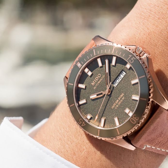 Mido ocean star leather strap hotsell