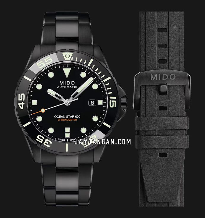 MIDO Ocean Star M026.608.33.051.00 COSC 600 Chronometer Black Dial St. Steel Strap + Extra Strap