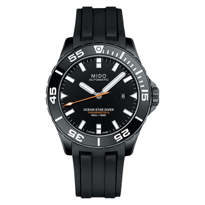MIDO Ocean Star Diver 600 Automatic Men Black Dial Black  Rubber Strap