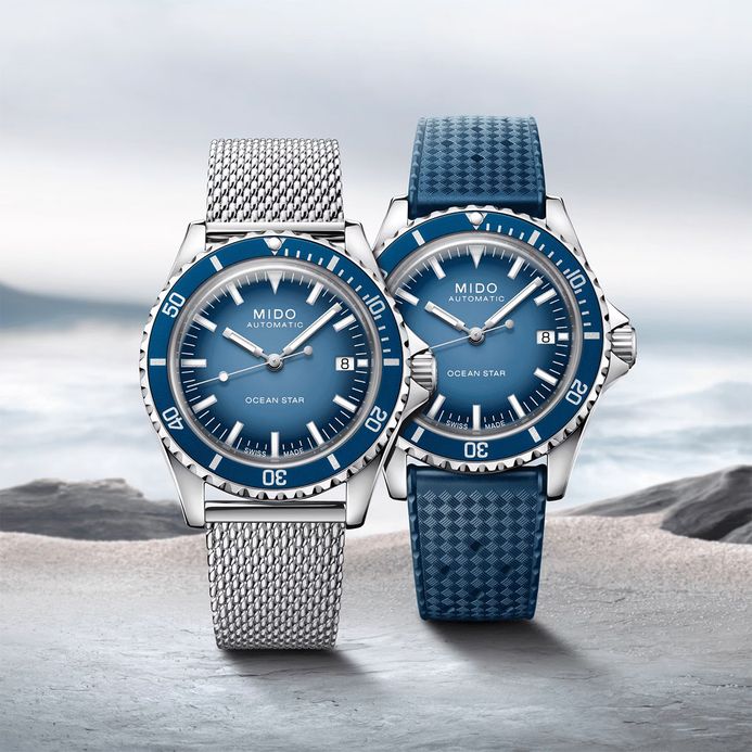 MIDO Ocean Star M026.807.11.041.01 Tribute Blue Dial Mesh Strap Special Edition + Extra Strap