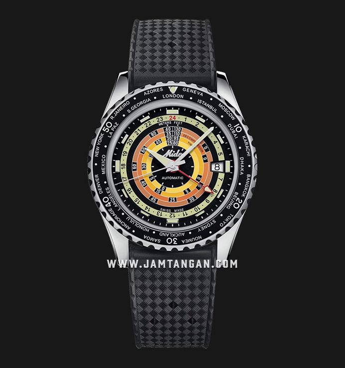 MIDO Ocean Star M026.829.17.051.00 Decompression Worldtimer Black Dial Rubber Strap + Extra Strap