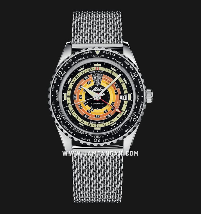 MIDO Ocean Star M026.829.17.051.00 Decompression Worldtimer Black Dial Rubber Strap + Extra Strap