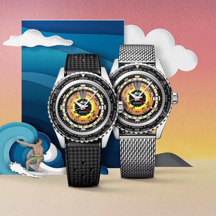 MIDO Ocean Star M026.829.17.051.00 Decompression Worldtimer Black Dial Rubber Strap + Extra Strap