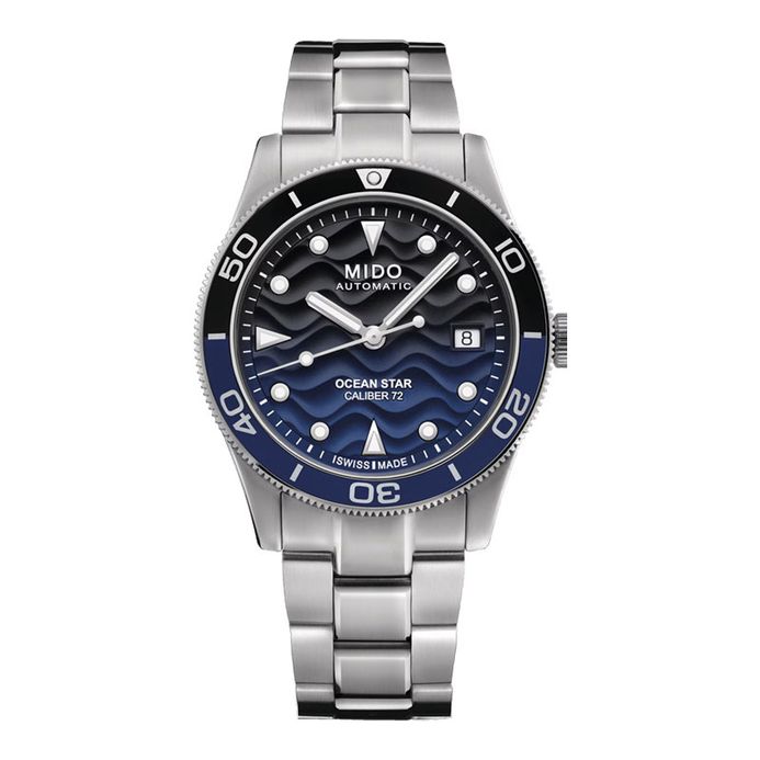 Mido Ocean Star 39 80th Anniversary Blue Pattern Dial  Steel Strap
