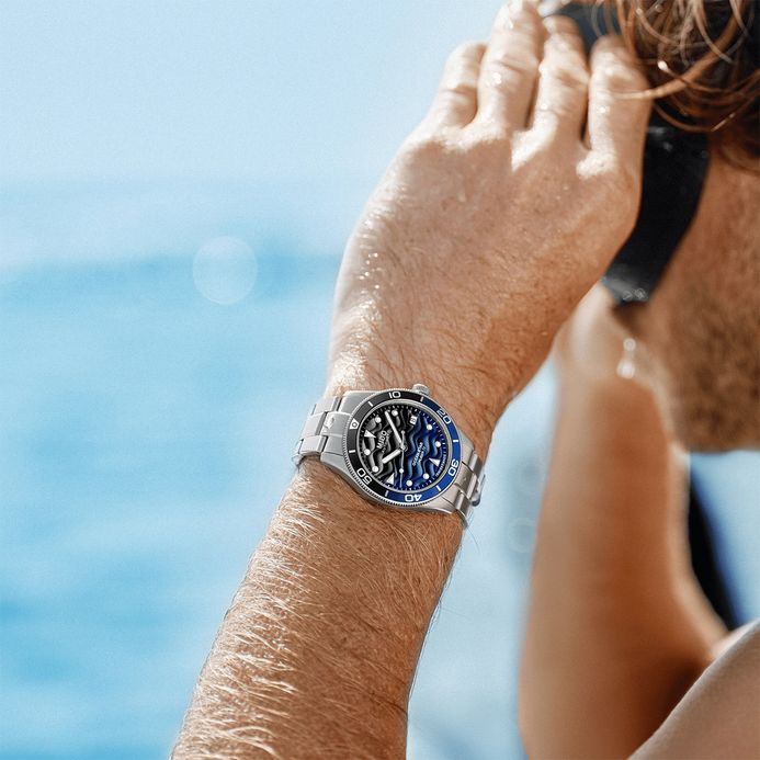 Mido Ocean Star 39 M026.907.11.041.00 80th Anniversary Blue Pattern Dial St. Steel Strap