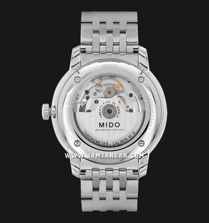 MIDO Baroncelli III M027.408.11.051.00 Chronometer Cal. 80 Automatic Black Dial St. Steel Strap