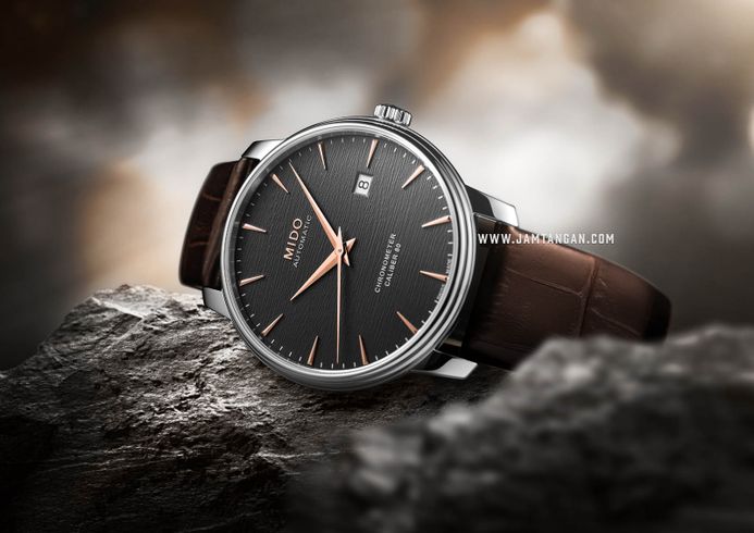 MIDO Baroncelli M027.408.16.061.00 Chronometer Silicon Automatic Anthracite Dial Brown Leather Strap