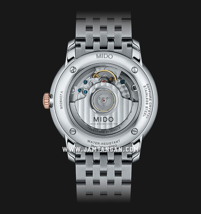Mido Baroncelli III Heritage M027.407.22.010.00 Automatic White Dial Dual Tone Stainless Steel Strap