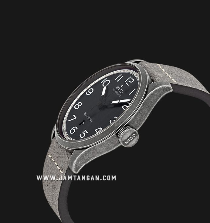 MIDO Multifort M032.607.36.050.00 Automatic Black Dial Grey Leather Strap