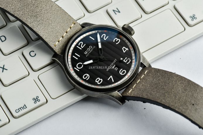 MIDO Multifort M032.607.36.050.00 Automatic Black Dial Grey Leather Strap