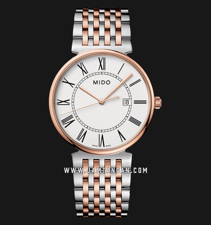 Mido M033.410.22.013.00 Dorada Men White Dial Dual Tone Stainless Steel Strap