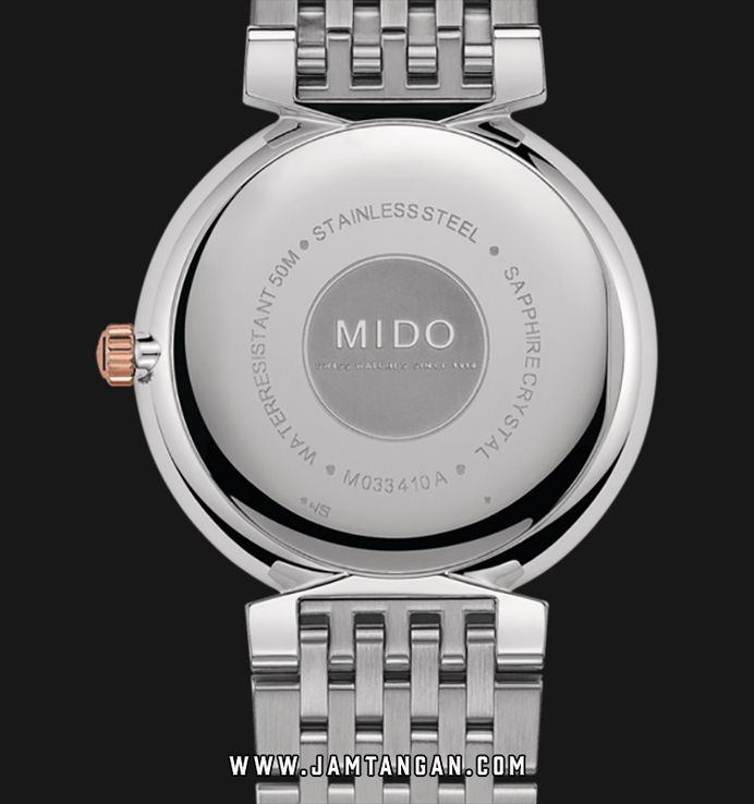 Mido M033.410.22.013.00 Dorada Men White Dial Dual Tone Stainless Steel Strap