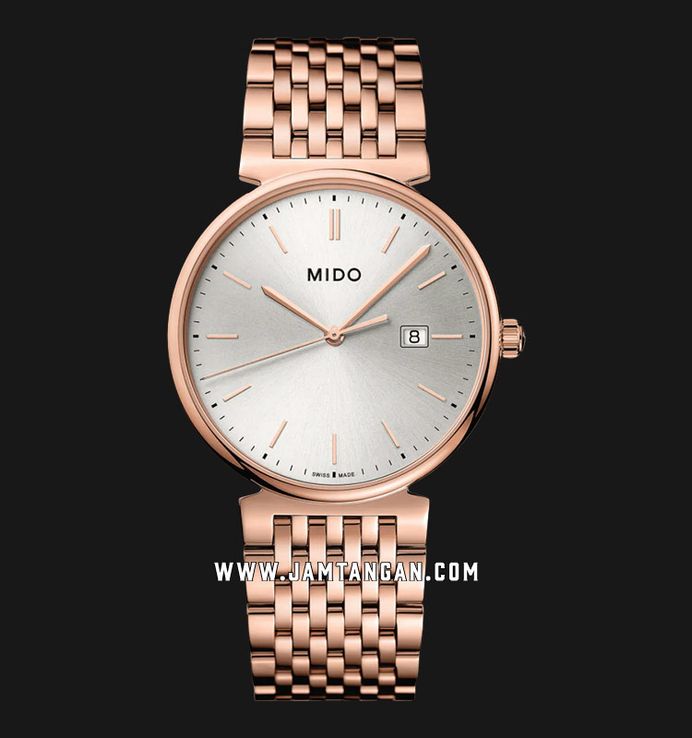 MIDO Dorada M033.410.33.031.00 Everytime Silver Dial Rose Gold Stainless Steel Strap