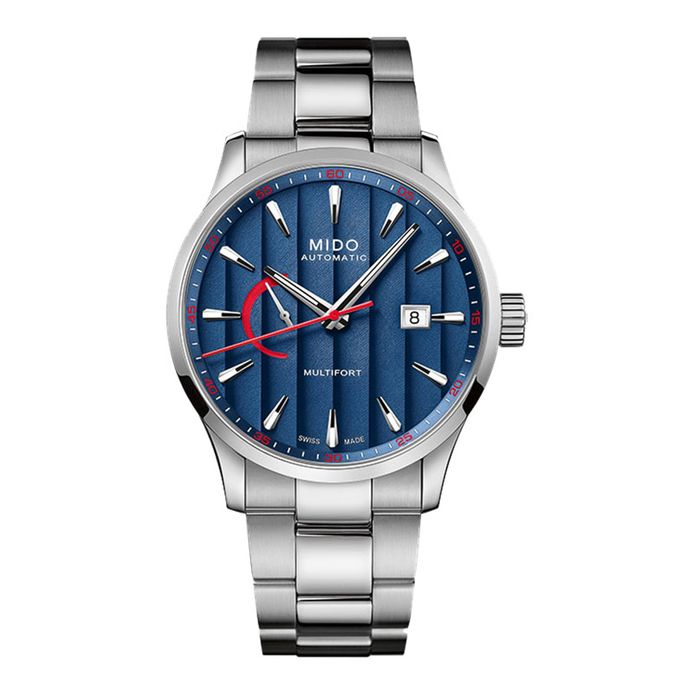 MIDO Multifort Power Reserve Blue Dial Stainless Steel  Strap
