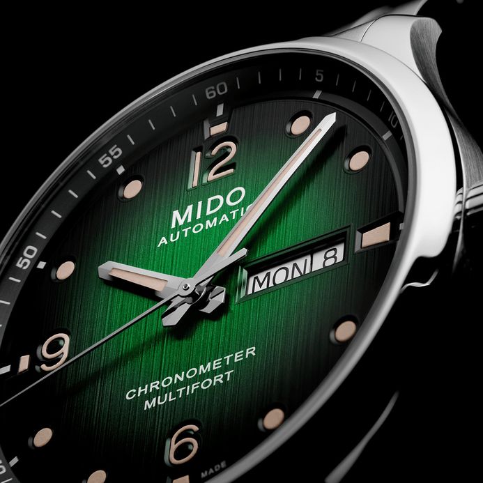 MIDO Multifort M M038.431.11.097.00 Automatic Chronometer Green Dial Stainless Steel Strap