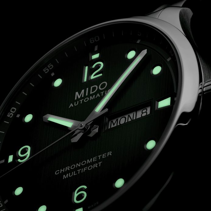 MIDO Multifort M M038.431.11.097.00 Automatic Chronometer Green Dial Stainless Steel Strap