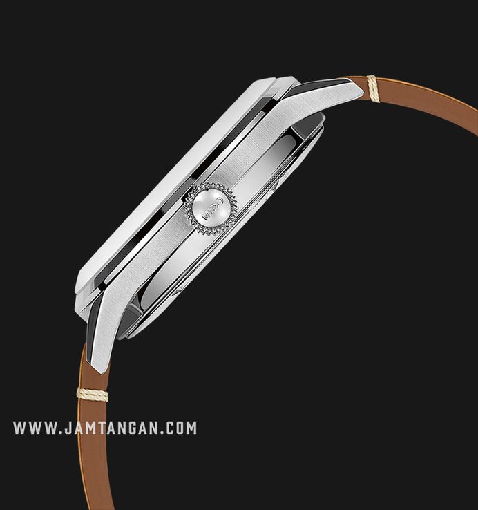 MIDO Multifort M040.407.16.040.00 Patrimony Automatic Blue Dial Brown Patina Leather Strap