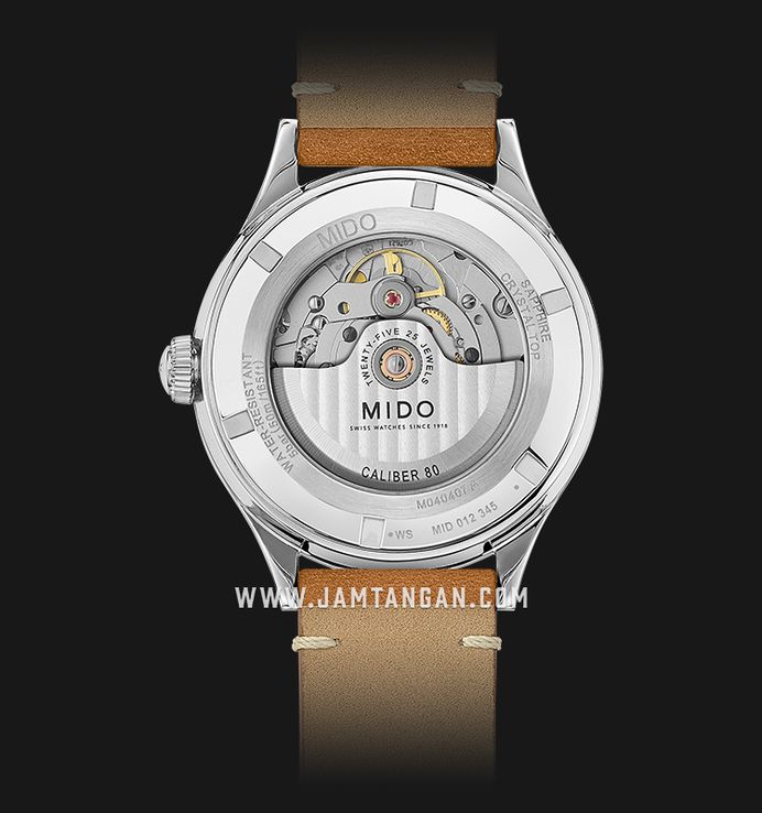 MIDO Multifort M040.407.16.040.00 Patrimony Automatic Blue Dial Brown Patina Leather Strap