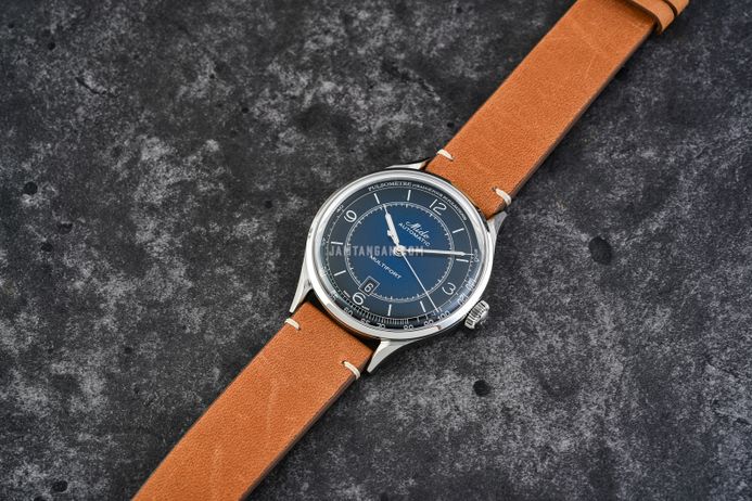 MIDO Multifort M040.407.16.040.00 Patrimony Automatic Blue Dial Brown Patina Leather Strap
