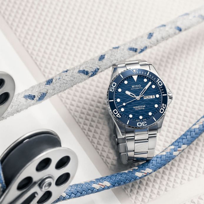 MIDO Ocean Star M042.430.11.041.00 200C Automatic Blue Dial Stainless Steel Strap