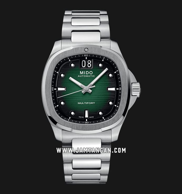 MIDO Multifort TV Big Date M049.526.11.091.00 Green Gradient Dial Stainless Steel Strap