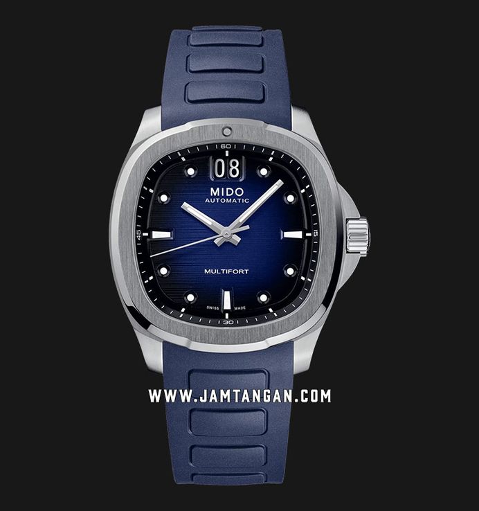 MIDO Multifort TV Big Date M049.526.17.041.00 Blue Gradient Dial Blue Rubber Strap