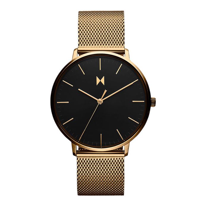 MVMT Legacy Slim 28000091-D Men Black Dial Lion Gold Mesh Strap
