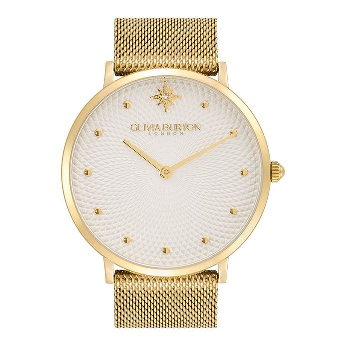 Olivia Burton Celestial 24000024 Ladies White Dial Gold Mesh Strap