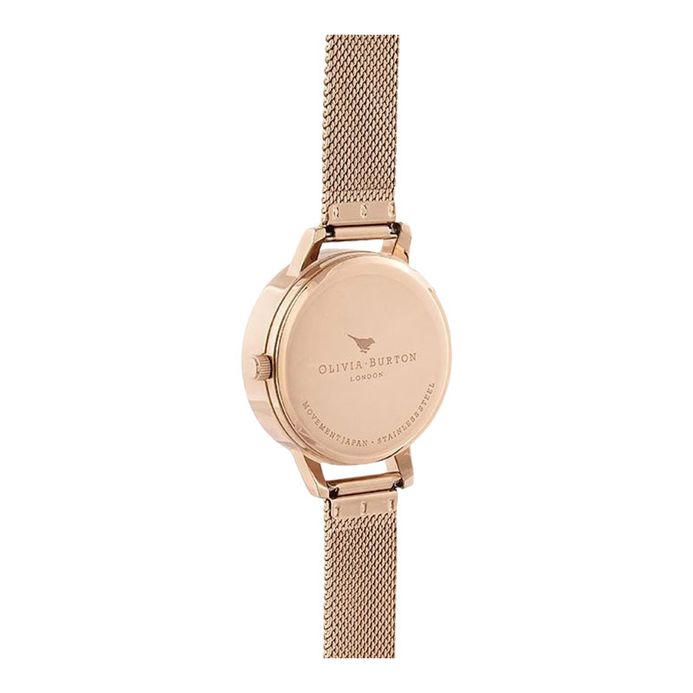 Olivia Burton 3D Bee OB16EX116 Grey Dial Rose Gold Mesh Strap - Main Image