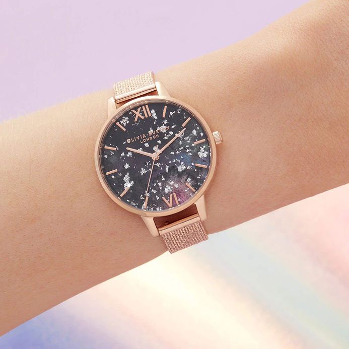 Sunray demi dial watch with boucle mesh clearance