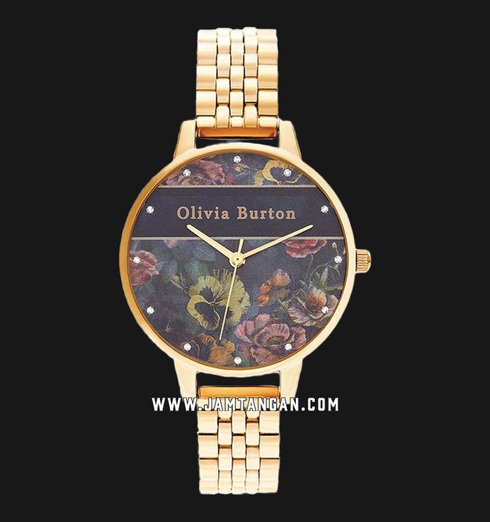 Olivia Burton Floral OB16VS01 Varsity Multicolor Dial Gold Stainless Steel Strap