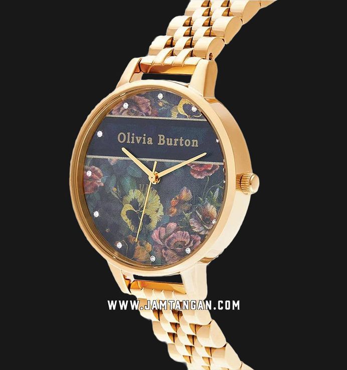 Olivia Burton Floral OB16VS01 Varsity Multicolor Dial Gold Stainless Steel Strap
